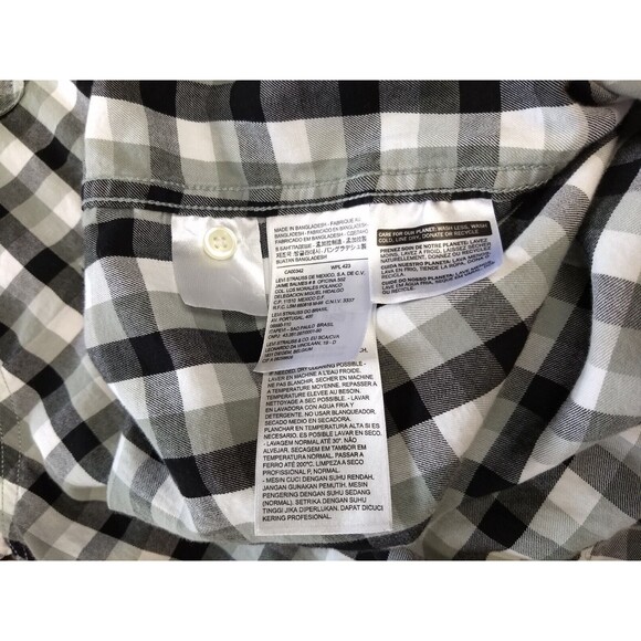 LEVIS Pearl Snap Shirt Mens XXL Plaid Buffalo Check Western Sawtooth Pockets 2XL - Picture 9 of 16